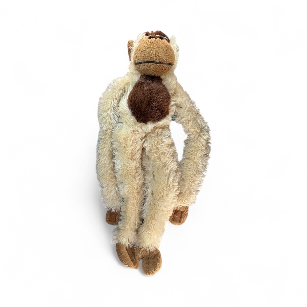 Hanging Monkey Plush Toy Cream Brown Shaggy‎ Fur Stuffed Animal vintage 2002
